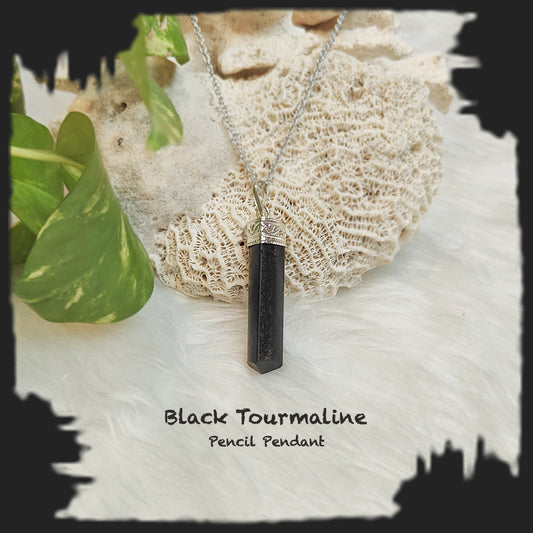 Black tourmaline Pencil pendant