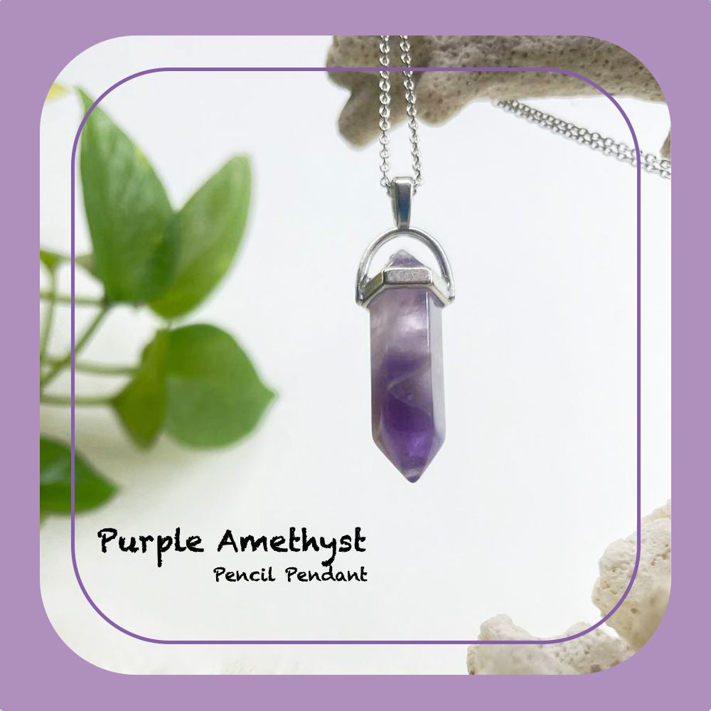 Amethyst Pencil Pendent with Chain
