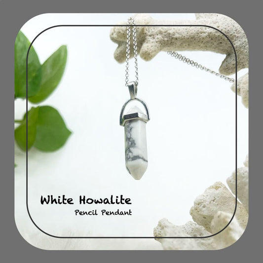 White Howalite Unisex Pendent with Chain