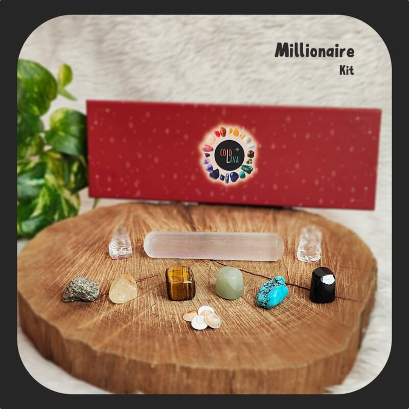 millioner's kit, selenite, money box, money for home,