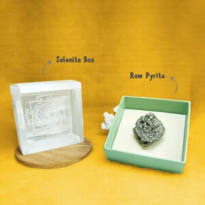 Selenite Box for Cleansing Crystals & Pyrite Raw Stone