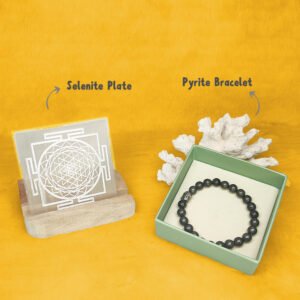 Selenite Plate & Pyrite Bracelet