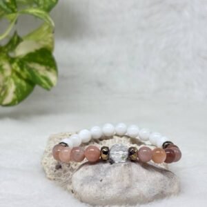 Mulanka 2 Bracelet :Peach Moonstone + White Moonstone