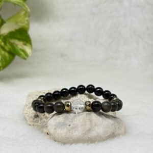 Mulanka 4 Bracelet :Gold Sheen Obsidian + Black Tourmaline